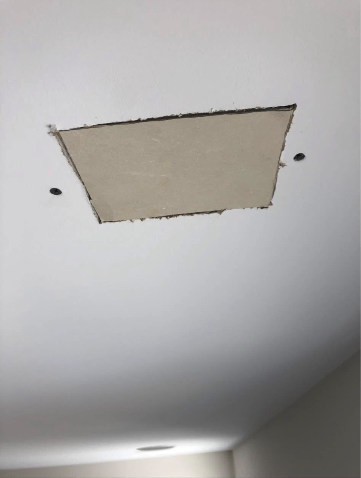 Ceiling repair patch detail before finishing